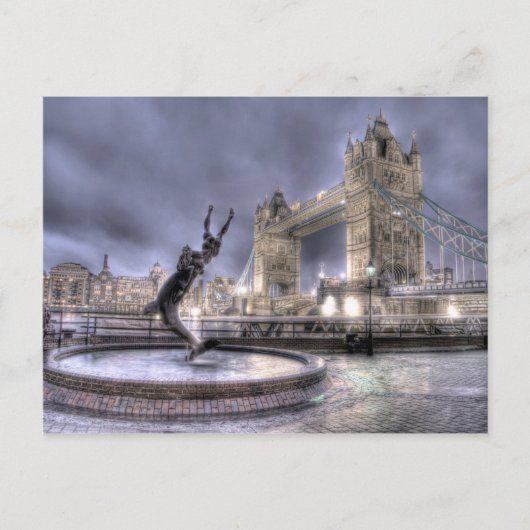 タワー・ブリッジと噴水、ロンドン ポストカード (正面)