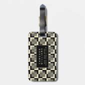 タンあなたの一流の|レトロの黒及びパターンを加えて下さい ラゲッジタグ (裏面縦)