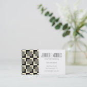 タンあなたの一流の|レトロの黒及びパターンを加えて下さい 名刺 (スタンド正面)