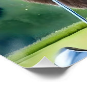 タンおもしろいハットブルーシャツゴルフにゴリラ遊を ポスター (コーナー)