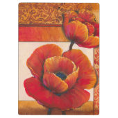 タンおよびオレンジ背景のケシの花 クリップボード (裏面)