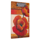 タンおよびオレンジ背景のケシの花 クリップボード (右)