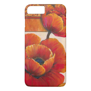 タンおよびオレンジ背景のケシの花 iPhone 8 PLUS/7 PLUSケース