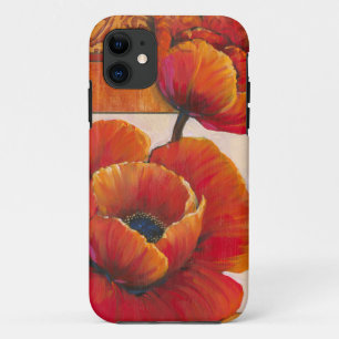 タンおよびオレンジ背景のケシの花 iPhone 11 ケース
