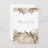 タンおよびブラウンの様式化された花の葉は感謝していしています サンキューカード (正面/裏面)