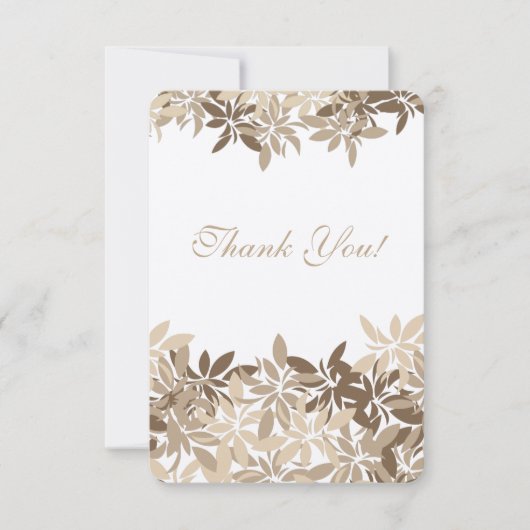 タンおよびブラウンの様式化された花の葉は感謝していしています サンキューカード (正面)