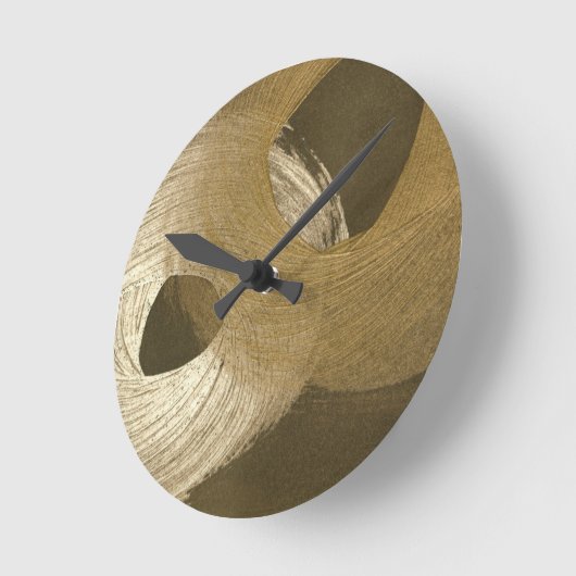 タンおよび焦茶の円の砂嵐 ラウンド壁時計 (傾斜)