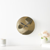 タンおよび焦茶の円の砂嵐 ラウンド壁時計 (ホーム)