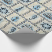 タンおよび青く航海のなタツノオトシゴおよび灯台 ラッピングペーパー (角)