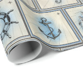 タンおよび青く航海のなタツノオトシゴおよび灯台 ラッピングペーパー (ロールコーナー)