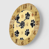 タンおよび黒い足は金ゴールドの背景#3で印刷します ラージ壁時計 (傾斜)