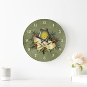 タンかわいらしクリスマスキャンドルホリデーウォールクロック ラージ壁時計 (ホーム)