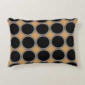 タンが付いているモダンで大きい円のモチーフの白黒 アクセントクッション (正面)