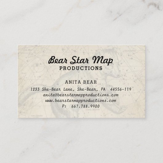 タンくまの星図の星座のおおぐま座 名刺 (裏面)