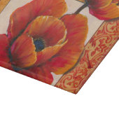タンとオレンジの背景にポピーの花 カッティングボード (角)
