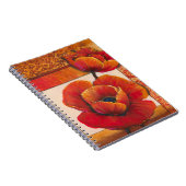 タンとオレンジの背景にポピーの花 ノートブック (右側)