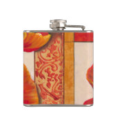 タンとオレンジの背景にポピーの花 フラスク (裏面)