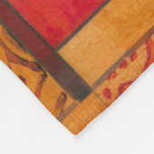 タンとオレンジの背景にポピーの花 フリースブランケット (角)