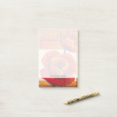 タンとオレンジの背景にポピーの花 ポストイット (デスク上)