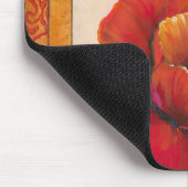 タンとオレンジの背景にポピーの花 マウスパッド (コーナー)