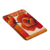 タンとオレンジの背景にポピーの花 マグネット (右側)