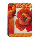 タンとオレンジの背景にポピーの花 マグネット (縦)