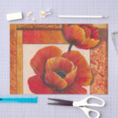 タンとオレンジの背景にポピーの花 薄葉紙 (クラフト)