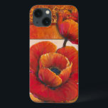 タンとオレンジの背景にポピーの花 iPhone 13ケース<br><div class="desc">ティム・オ感じールによるこれらのポピーな花の花びらのテクスチャー絵を描に近いことができる。彼らはタンとオレンジの背景と完璧にブレンドし、見事に詩的なビジョンを作成する。買与え家の為に！</div>