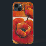 タンとオレンジの背景にポピーの花 iPhone 13ケース<br><div class="desc">ティム・オ感じールによるこれらのポピーな花の花びらのテクスチャー絵を描に近いことができる。彼らはタンとオレンジの背景と完璧にブレンドし、見事に詩的なビジョンを作成する。買与え家の為に！</div>