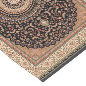 タンとグリーンペルシャの絨毯 ショートテーブルランナー (コーナー)