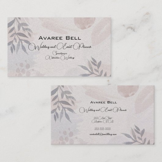 タンとグレーのフローラ結婚とイベントプランナー 名刺 (正面/裏面)