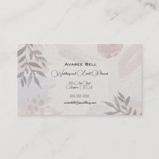 タンとグレーのフローラ結婚とイベントプランナー 名刺 (裏面)