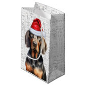 タンとスタイリッシュブラックのおもしろいコンホクリスマス スモールペーパーバッグ (正面アングル)