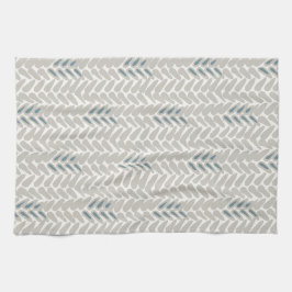 タンとティール（緑がかった色）コムギ柄ティータオル キッチンタオル