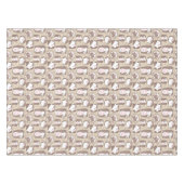 タンとブラウンの白いイースターバニー テーブルクロス (正面(横))