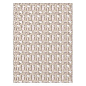 タンとブラウンの白いイースターバニー テーブルクロス (正面)