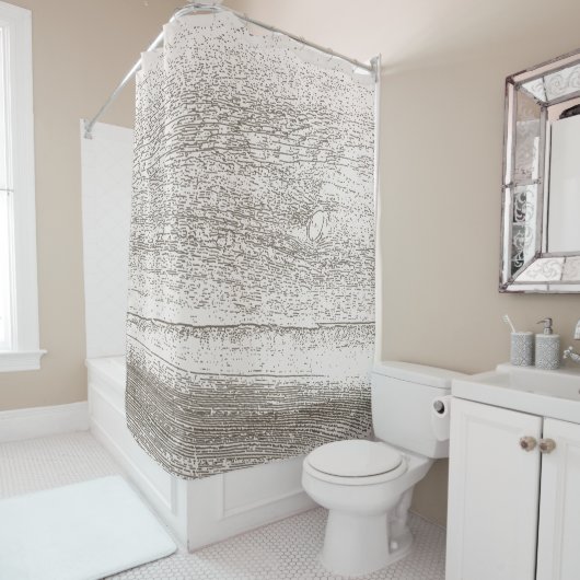 タンとブラウンの素朴木柄シャワーカーテン シャワーカーテン (インサイチュ)