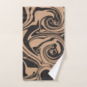 タンとブラックのレトロでスピル、大理石の旋回 バスタオルセット (ハンドタオル)