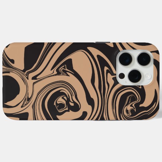 タンとブラックのレトロでスピル、大理石の旋回 Case-Mate iPhoneケース (裏面 (横))