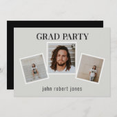 タンとブラックの卒業パーティーのコラージュ写真 招待状 (正面/裏面)