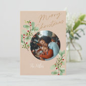 タンとベージュホリーサークルクリスマスカード シーズンカード (スタンド正面)