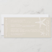 タンとホワイトのヒトデの搭乗券風招待状 セーブザデート (裏面)