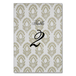 タンとホワイトのブロックプリント テーブルナンバー カード