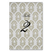 タンとホワイトのブロックプリント テーブルナンバー カード (裏面)