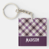 タンと紫のプレイド キーホルダー (正面)