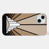 タンのアールデコ調の太陽 iPhoneケース (裏面横)