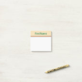 タンのエレガントな背景および海緑のはっきりしたな名前 ポストイット (デスク上)