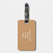 タンのダマスク織の黒のかわいいヴィンテージのフクロウ ラゲッジタグ (裏面縦)