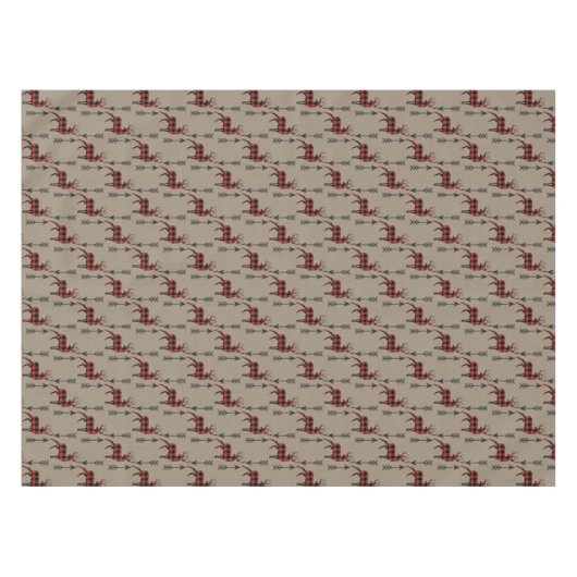 タンのバッファローの格子縞のシカ テーブルクロス (正面(横))