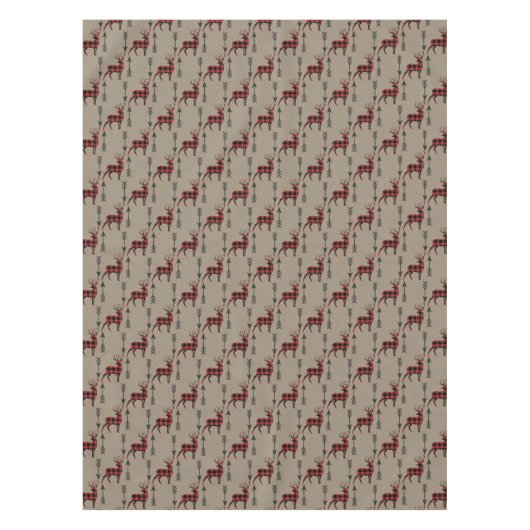 タンのバッファローの格子縞のシカ テーブルクロス (正面)